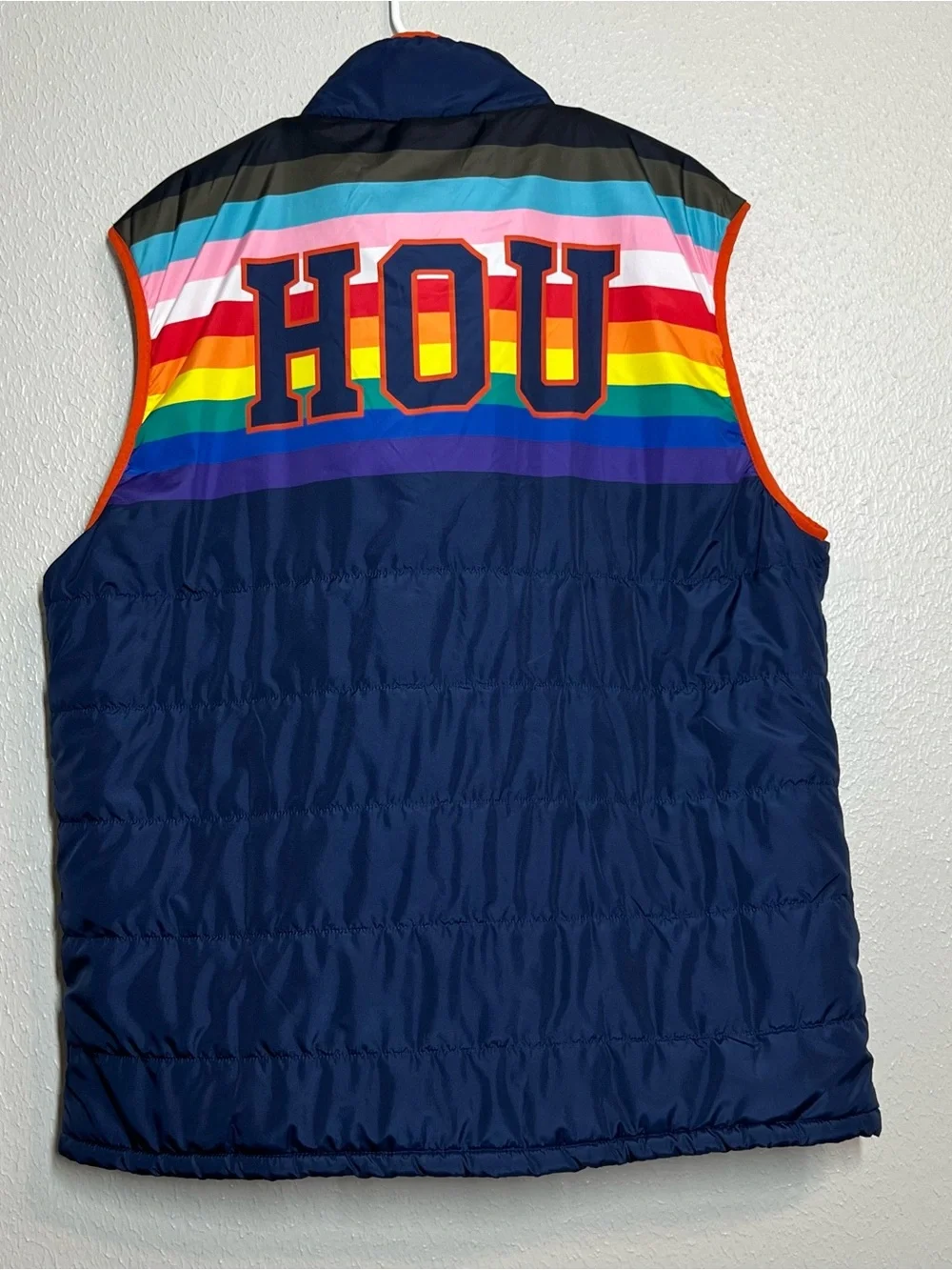 Houston Astros Puffer Vest Pride Night Giveaway Adult Size XXL Rainbow Full Zip